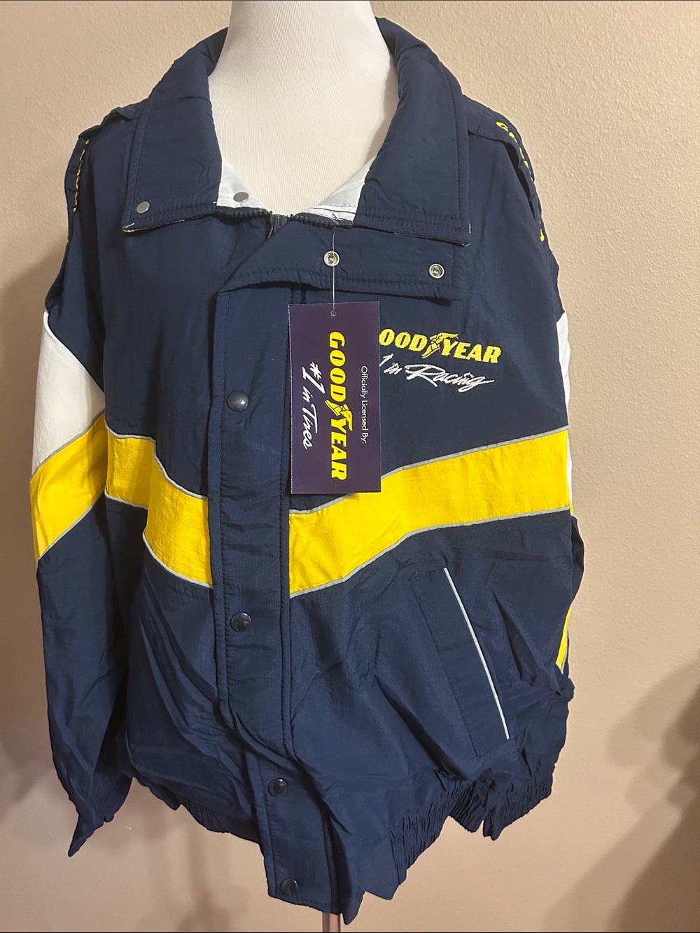 Goodyear Men’s Navy and Yellow Racing Windbreaker